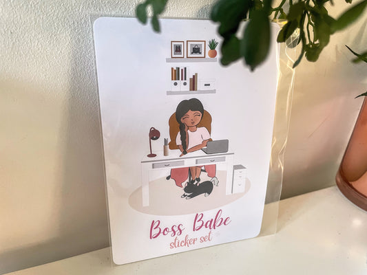 Cute pretty Boss Babe Holo sticker set | Pink Aesthetic Iridescent Boss Chic stickers