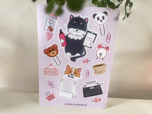 Cute 'In the office' sticker sheet | Chilled stickers