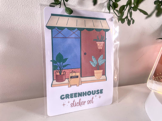Cute pretty 'greenhouse' sticker set | Aesthetic glossy calming and chilled stickers